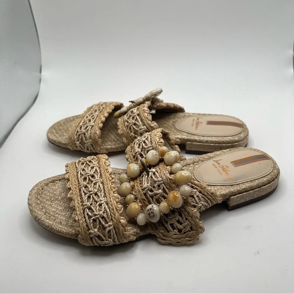 NWOB Sam Edelman Women's Elisa Slide Sandal size 5.5 woven straw vacation - Picture 2 of 9